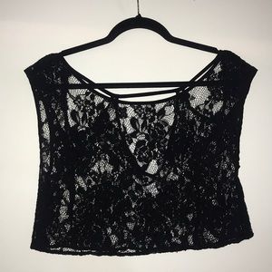 Finders Keepers Black Lace Crop Top